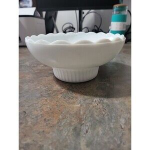 Milk Glass Bowl E. O. Brody Co  Scalloped Edge Bowl